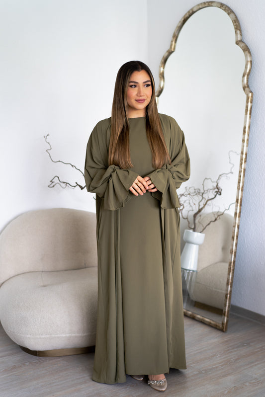 Premium Abaya 2-Teiler | Khaki
