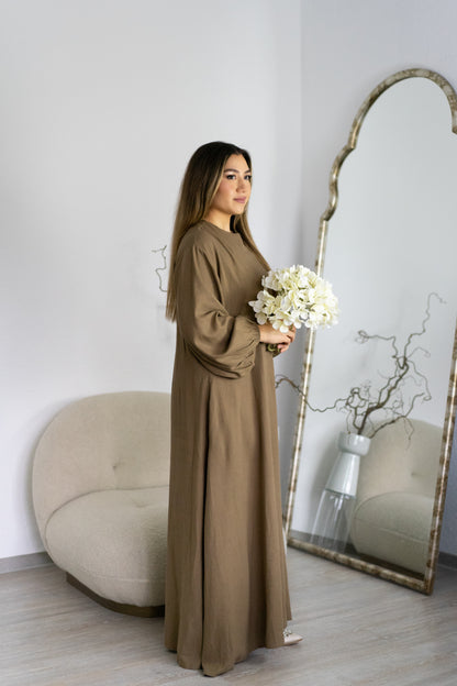 Leinen Kleid | Khaki