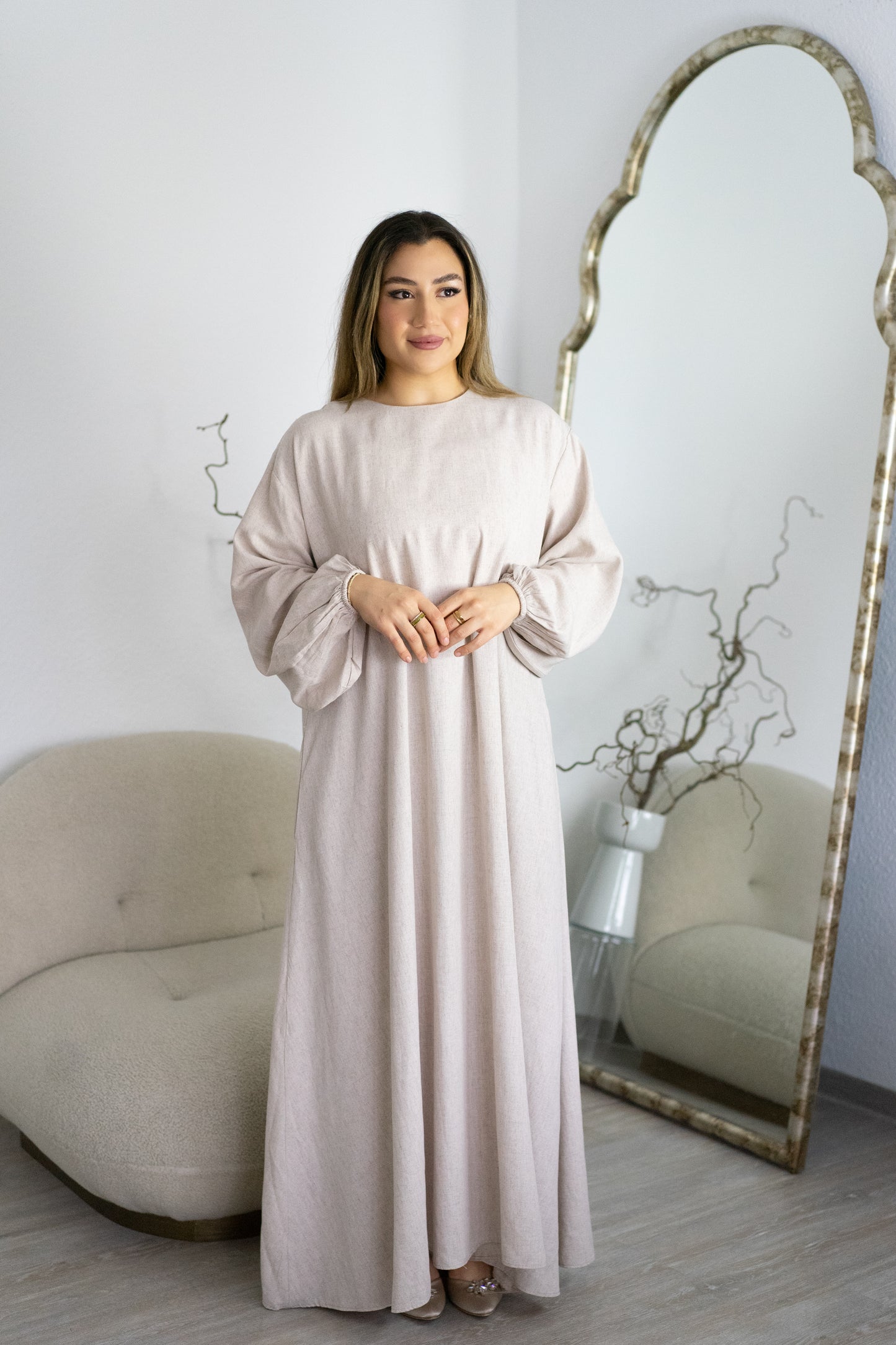 Leinen Kleid | Beige