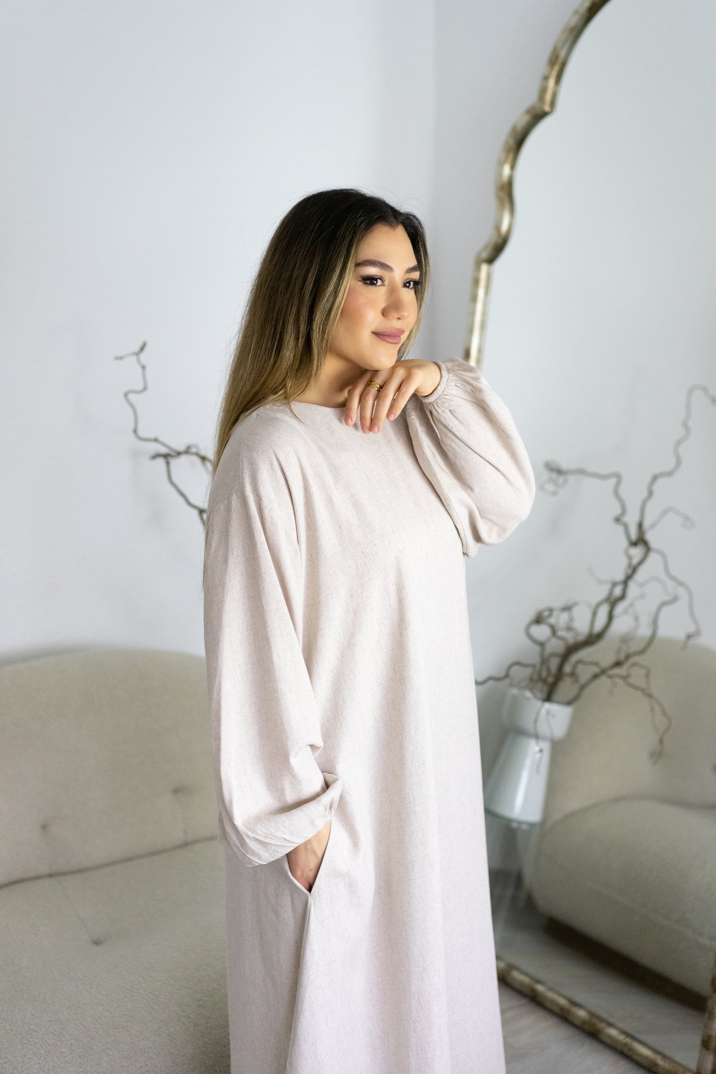 Leinen Kleid | Beige
