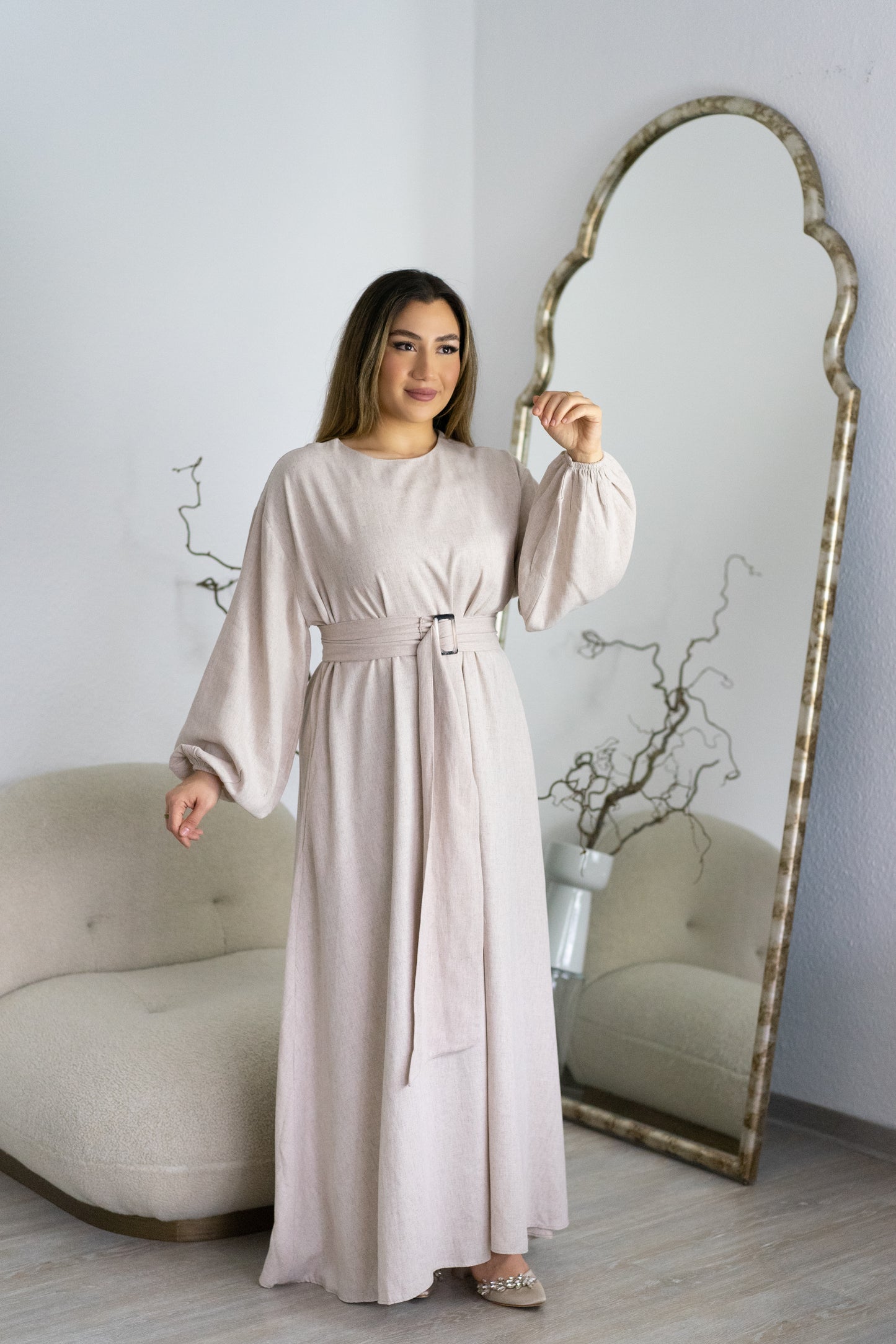 Leinen Kleid | Beige